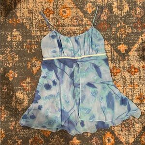 Blue Watercolor Print Chiffon Camisole Top